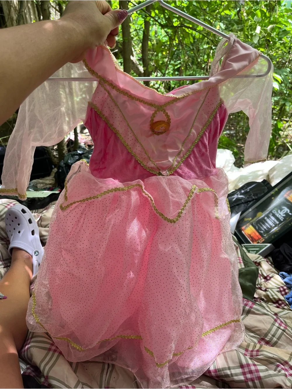 Disney Pink Princess Tulle Dress with Gold Trim